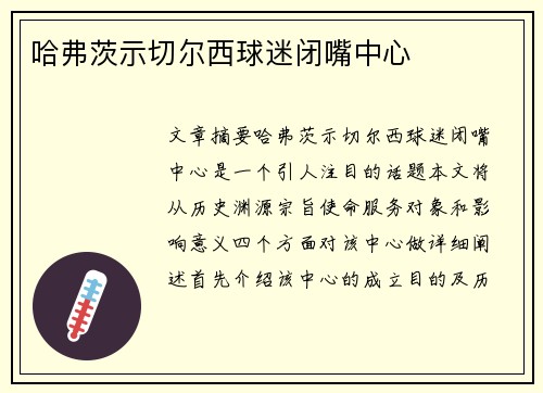 哈弗茨示切尔西球迷闭嘴中心
